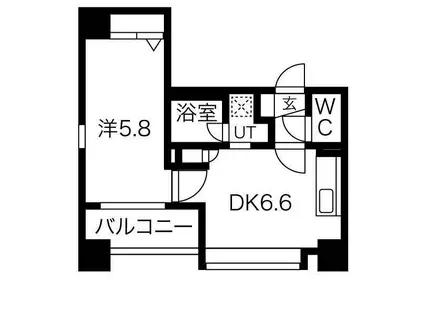 クラッセ北大通(1DK/4階)の間取り写真