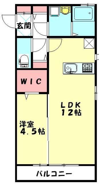 オルテシアII(1LDK/2階)の間取り写真