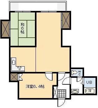 バンベールハウスA棟(2LDK/4階)の間取り写真