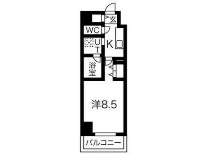 リシュドール名駅南(1K/14階)の間取り写真