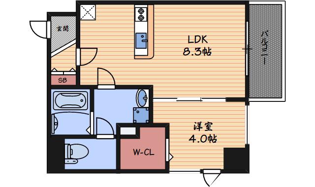 ブエナビスタ梅田イースト(1LDK/2階)の間取り写真