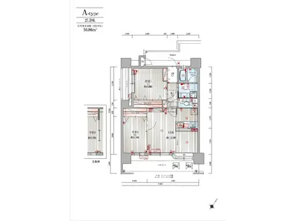 アクタス大橋パークスクエア(2LDK/5階)の間取り写真