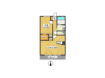 グランハイツ(1LDK/1階)の間取り写真