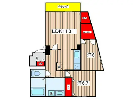 PREMIER(2LDK/1階)の間取り写真