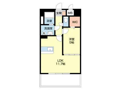 ウエスト FIELD(1LDK/4階)の間取り写真