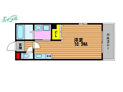 BELLAGIO(1K/3階)の間取り写真