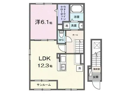 オルタンシア・チェ―ロ(1LDK/2階)の間取り写真