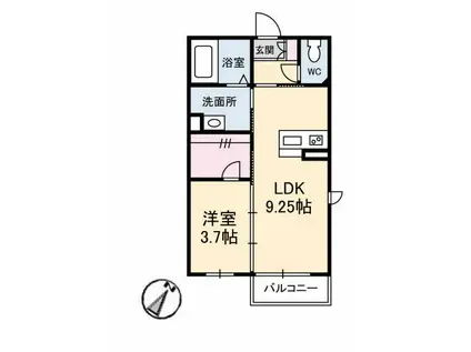レユポルト(1LDK/2階)の間取り写真