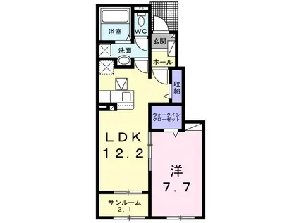 プリメゾン ヴィラージュI(1LDK/1階)の間取り写真