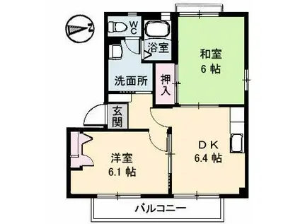 サントークB棟(2DK/2階)の間取り写真
