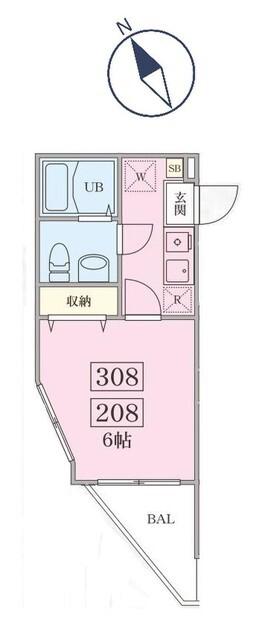 AVENIR上星川(1K/2階)の間取り写真