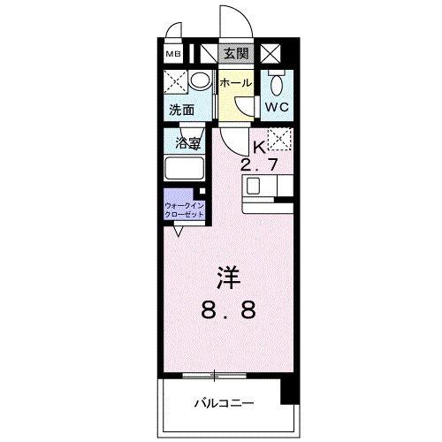 エルモソ ピソ(ワンルーム/1階)の間取り写真