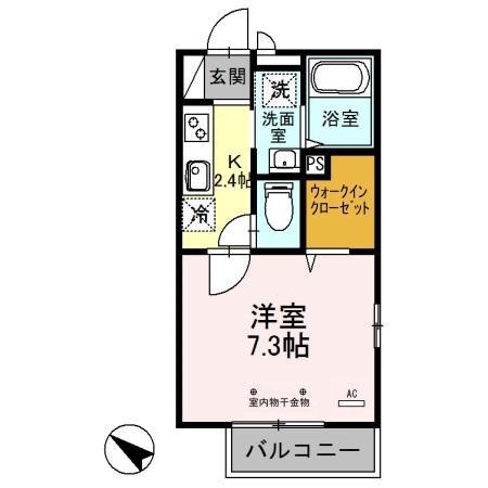 エスポワール(1K/1階)の間取り写真