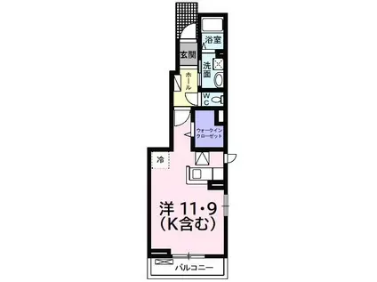 ジュピテール(1K/1階)の間取り写真