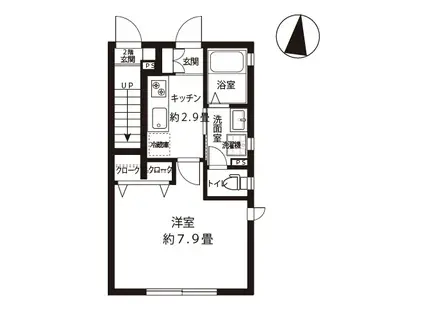 ウエストガーデン(1K/1階)の間取り写真