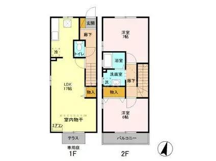 ガーデンヒルズ(2LDK/2階)の間取り写真