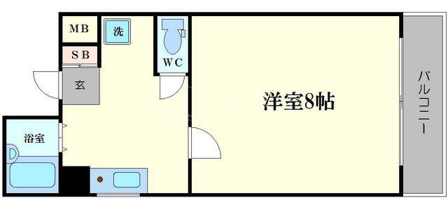 コスモリード大阪本町(1DK/8階)の間取り写真