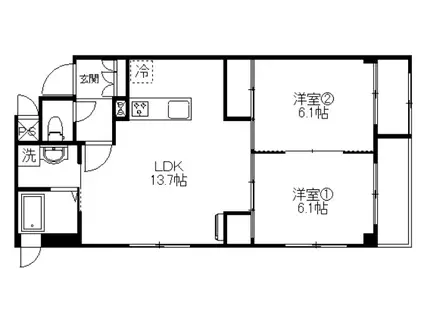 ドゥハウス(2LDK/3階)の間取り写真