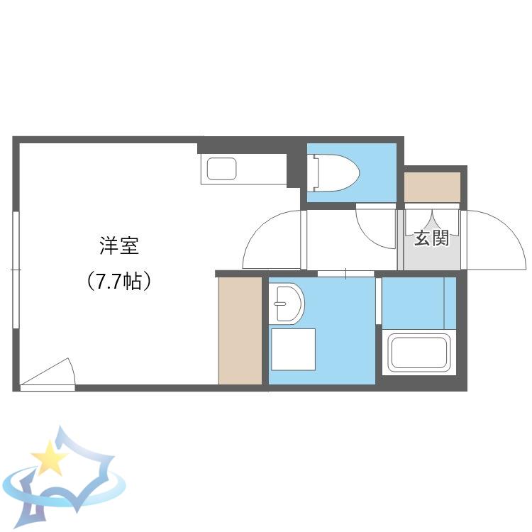 COFFRET西町北(ワンルーム/3階)の間取り写真