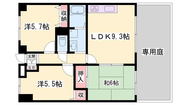 ベイヒルズ明石(3LDK/1階)の間取り写真
