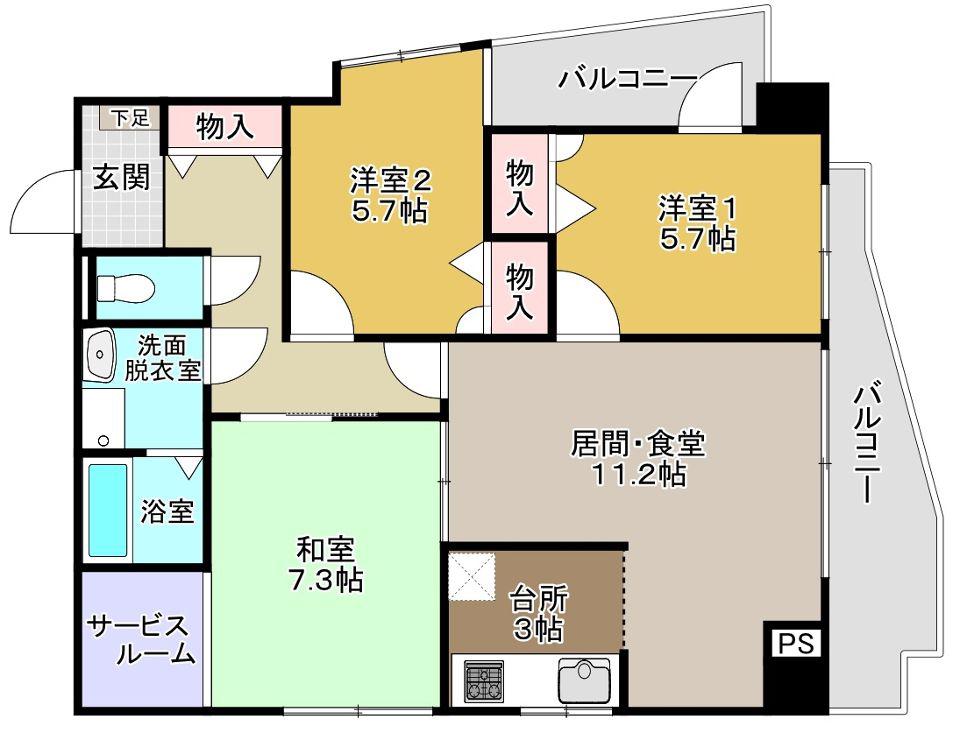 マホロバ(3LDK/7階)の間取り写真