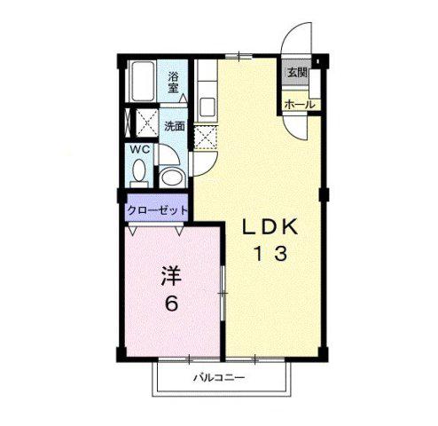 キャッスル豊II(1LDK/1階)の間取り写真