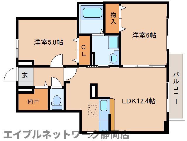 プレジオス A(2LDK/1階)の間取り写真