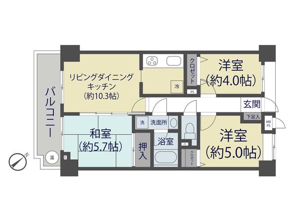 ライオンズマンション草加東(3LDK/3階)の間取り写真