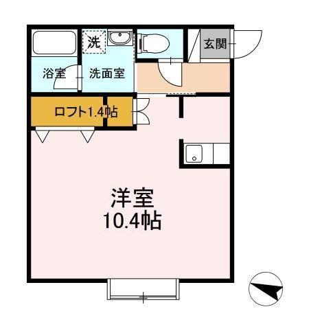 ヨーロピアンシャレーサライ21(ワンルーム/2階)の間取り写真