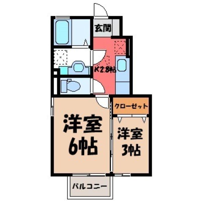 クワトロ(1SK/1階)の間取り写真