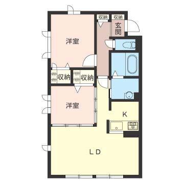ボー・セジュールI番館(2LDK/1階)の間取り写真