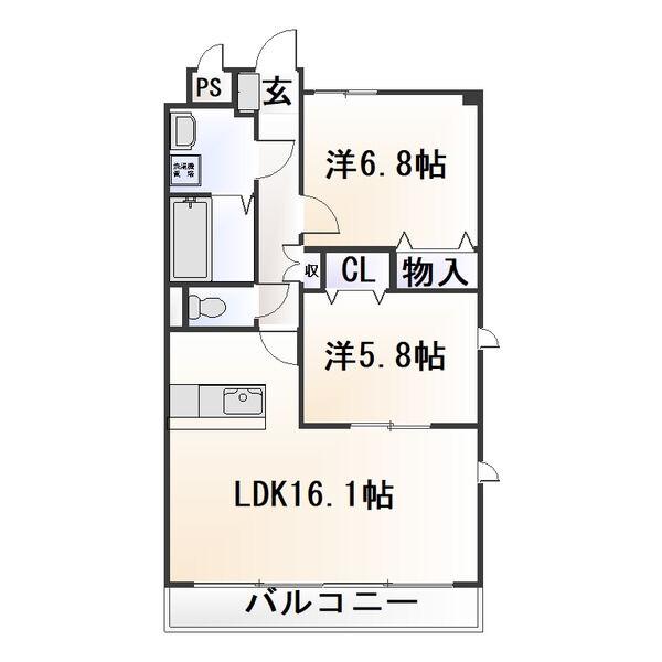 フルール・ド・スリジェ(2LDK/6階)の間取り写真