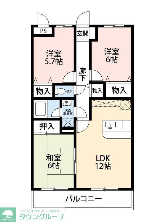 アンソレイエ(3LDK/4階)の間取り写真