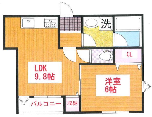 モダンカーサ東大宮I(1LDK/1階)の間取り写真