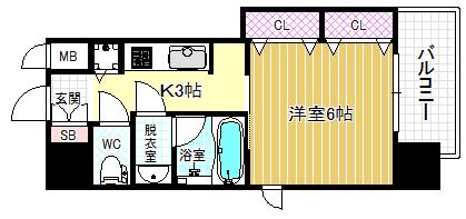 アクアプレイス梅田III(1K/4階)の間取り写真
