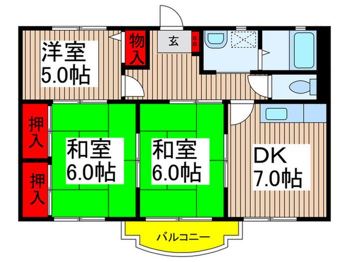 第3サンハイツコイヌマA(3DK/2階)の間取り写真