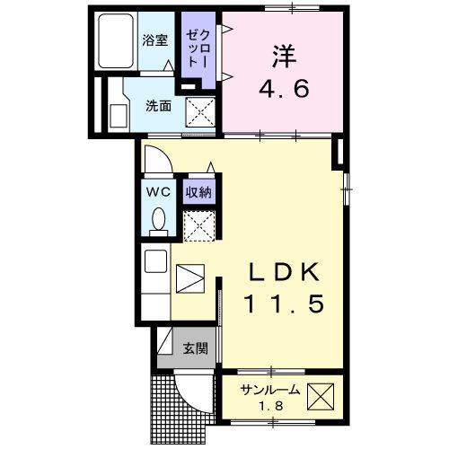マ・メゾンIV(1LDK/1階)の間取り写真
