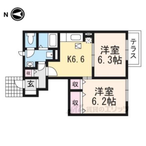 メリーディエース(2DK/1階)の間取り写真