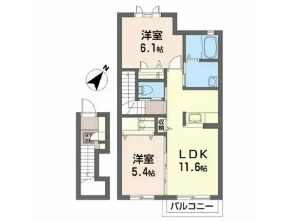 サンヴィスタ(1LDK/2階)の間取り写真