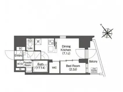 コンフォリア東大井II(1DK/7階)の間取り写真