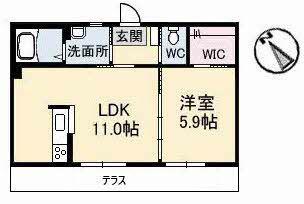 サン・フィークスA棟(1LDK/1階)の間取り写真
