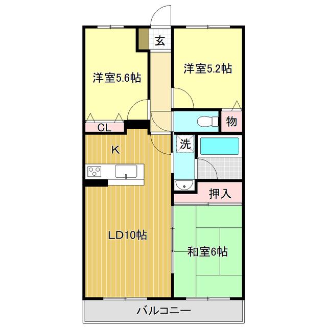 アルファステイツ高須新町(3LDK/2階)の間取り写真