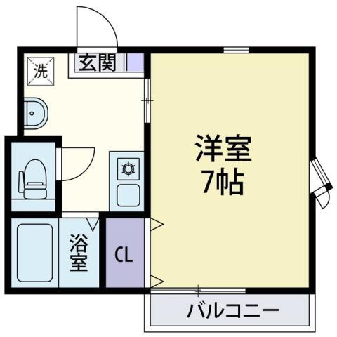 プレイスヨコハマ(1K/2階)の間取り写真