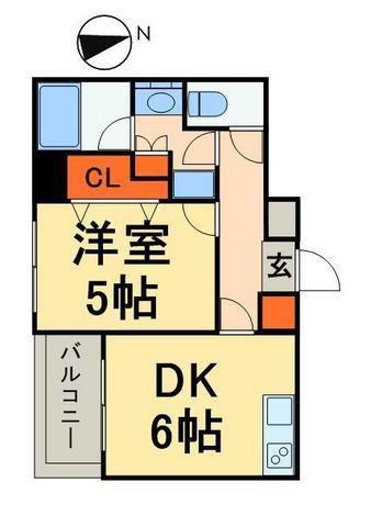 ラクラス田原町(1DK/10階)の間取り写真