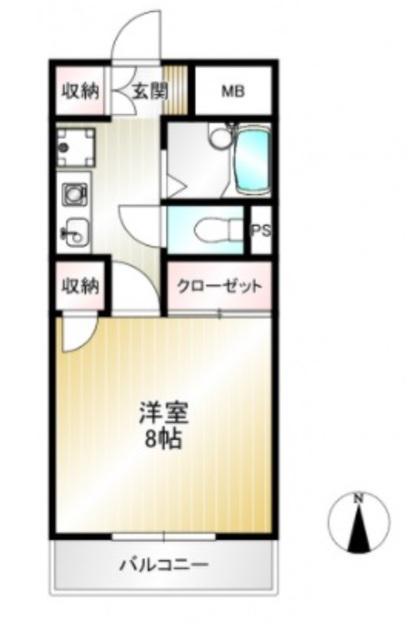 ハイシティー堀南(1K/4階)の間取り写真