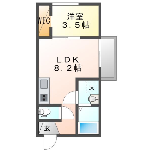 プリシェール港陽(1LDK/3階)の間取り写真