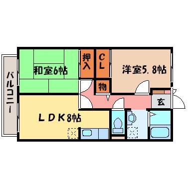 ポピュレール(2LDK/1階)の間取り写真