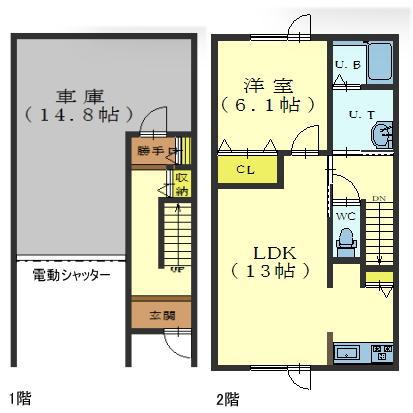 港町AP(1LDK/1階)の間取り写真