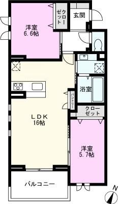 センカIII(2LDK/2階)の間取り写真