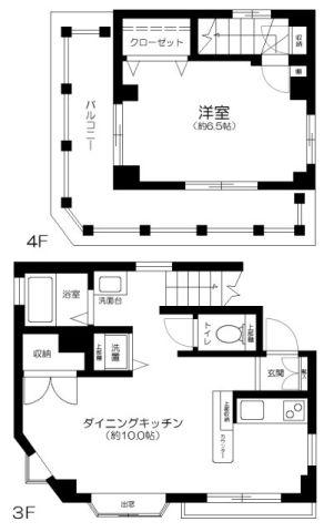 テトラ千石(1DK/3階)の間取り写真